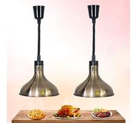 YXRJJT Lustre Cuisine Lampe Chauffante pour Restaurant, Lampe Chauffe-Plats Commerciale pour Réchauffer Les Aliments, Ampoule 250W et Abat-Jour 29cm, Acier Inoxydable, Lot de 2