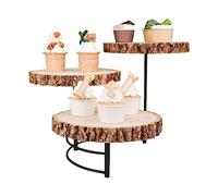 YXRRVING Présentoir à gâteaux en bois à 3 niveaux, tour de dessert, support de pâtisserie, support à cupcakes, plateau décoratif à 3 niveaux, support de service pour fruits, pâtisseries (bois)