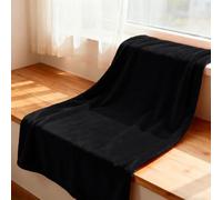 YXRS Plaid Canapé 125 x 180 cm Flanelle Doux et Chaude Plaid Couverture Polaire Toutes Saisons pour Printemps Automne Canapé Ou Lit, Noir