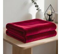 YXRS Plaid pour Lit 125 x 180 cm Doux et Chaud Plaid Couverture Polaire Toutes Saisons pour Printemps Automne Canapé Ou Lit, Vin Rouge