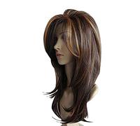Yxshz Perruque pour femme mi-longue avec plusieurs couleurs marron et blond