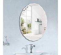 YXW Miroir Mural sans Cadre Biseauté Ovale, Miroir Salle de Bain Maquillage Decoration 60 × 45cm | Salle de Bain Chambre Salon Entrée | Vertical ou Horizontal Suspendus, 80 × 60cm