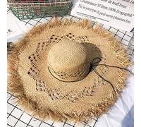 YXWYXWA 15CM Wide Brim Straw Hat Lace Beach Hats Women Ladies Summer Protection Foldable Sun Shade Cap Sunhat