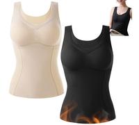 YXWYXWA 2 piècesTourmaline Auto-Chauffant ION Hiver Shapewear, Femmes Sculptant Polaire Thermique intégré Soutien-Gorge sous-vêtements Gilet