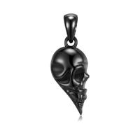 YXWYXWA 925 Argent Sterling Face Droite Gauche crâne de crâne de la Lampe Portable Pendentif Pendentif de Luxe de joaillerie de Collier Accessoires