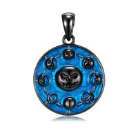 YXWYXWA 925 Argent Sterling Face Droite Gauche crâne de crâne de la Lampe Portable Pendentif Pendentif de Luxe de joaillerie de Collier Accessoires