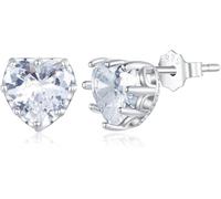 YXWYXWA 925 Argent Sterling Stimulant Coeur Rond Princesse coupée Boucles d'oreilles à étalon pour Femmes pour Femmes Bijoux d'anniversaire