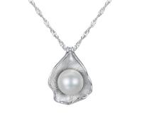 YXWYXWA 925 Sterling Silver Necklace for Women, Pendant Necklace Chain Shell and Pearl Jewelry White/Gray