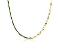 YXWYXWA Accessoire Green épais Green 2 mm Tennis Paperclip Chaîne de Cou Collier N Winter Crystal Wedding
