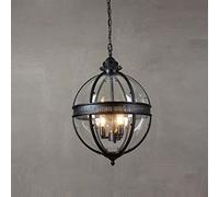 YXWYXWA American Vintage s E14 Retro Lamp Transparent Globe Glass Metal Ceiling Light Painting Living Dinning Room Cafe Loft Pendant Light Rustic Metal Pendant Light Interesting