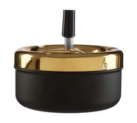 YXWYXWA Articles ménagers 305225 Cendrier, Finition Noir Mat/doré, Grand