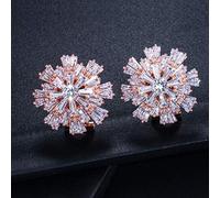 YXWYXWA Bijoux de zircone cubique Couleur de Rose Grande Boucles d'oreilles en Cristal de Flocon de Neige étincelante pour Les Filles