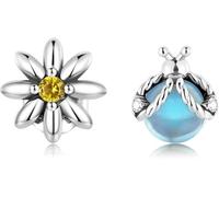 YXWYXWA Bijoux en Argent Sterling, 925 Sterling Silver Daisy & Ladybug asymétrique Boucles d'oreilles pour Les Femmes Eaute Merjoutons Fine Bijoux Cadeau de Printemps