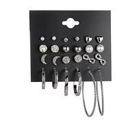 YXWYXWA Bijoux Femmes Boucles d'oreilles en Argent, Marque européenne Big Circle Set Femmes Boucles d'oreilles Hoop Brincos Brincos Couleur en Argent Fête en Alliage Bijoux pour Petite Amie,