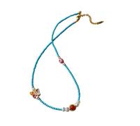YXWYXWA Blue Necklaces for Women, Gold Plated Necklaces Turquoise Butterfly and Pearl Bead Necklaces for Birthday