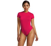 YXWYXWA Bodys de la Femme Round Cou Round Summer Sleeve Slim Pullover Elastic Botting Shirt Fashion and Leisure, Red, L