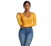 YXWYXWA Bodys pour Femmes Big Round NOU à Manches Longues à Manches Longues à Manches à Manches Longues Bodys Bodys Clubwear, Orange, L