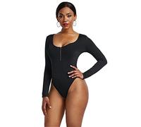 YXWYXWA Bodys pour Femmes Big Round NOU à Manches Longues à Manches Longues à Manches à Manches Longues Bodys Bodys Clubwear, Noir, XXL