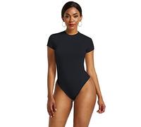 YXWYXWA Bodys pour Femmes Round Cou Summer Sleeve Slim Pullover Elastic Botting Shirt Fashion and Leisure, Black, XL
