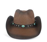 YXWYXWA Boho Ladies Men's Cutout Western Cowboy Hat Ladies Summer Belt Sombrero