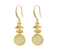 YXWYXWA Boucles d'oreilles de Drop Hetian Jade Longes Boucles d'oreilles en Peluche pour Femmes - Boucles d'oreilles pavillon octogonales, Boucles d'oreilles filantes pour la fête