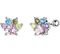YXWYXWA Boulanges d'oreilles colorées en Zirconium 925 Sterling Silver CZ Gems Stud Orees Oreads for Women Ferm Flasp Stopper Bead Jewelry