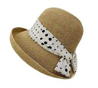 YXWYXWA Bow Dot Hatband Summer Women's Foldable Curly Edge Sunhat Wedding Hat Bali Honeymoon Beach Cap
