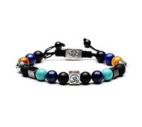 YXWYXWA Bracelet Beaded Bracelets,Natural Colorful Stone Beads Braided Bracelets,Silver Square 3D Pendant Bangles,Elastic Crystal Bracelet Reiki Crystal Jewelry for Men Women