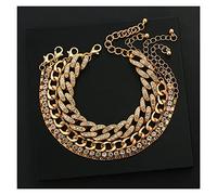 YXWYXWA Bracelet Fashion Bracelets 4pcs/Set Punk Rhinestone Chain Bracelets Bangles for Women Girls Chunky Multilayer Link Bracelet Hip Hop Jewelry Bracelets