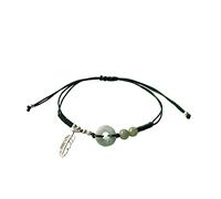 YXWYXWA Bracelet Natural A Grade Jadeite Donut with 925 Sterling Silver Feather Pendant Bracelet Birthday Gift New Year Gift, Adjustable