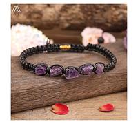YXWYXWA Bracelet Natural Gems Stone Chip Beads Knotted Braided Bracelets Women Citrines Amethysts Quartz Beads Woven Adjustable Bracelet Reiki Bracelets