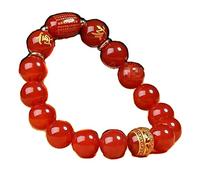 YXWYXWA Bracelet Natural Red Agate Wealth Bracelet 12 Animal Charm Buddha Beads Bracelet Chakra Bracelet Amulet Lucky Adjustable Bracelet Ward Off Evil Spirits Bracelet Women,Dog,14mm