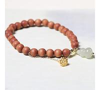 YXWYXWA Bracelet Sandalwood Hetian Jade Gourd Fulu Bracelet Women's 6Mm Buddha Bead Bracelet Feng Shui Lucky Bracelet Elastic Bead Bracelet Lucky Charm Positive Energy Reiki Chakra Meditation Ladies