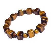 YXWYXWA Bracelet Yellow Tiger Eye Stone Square Beaded Bracelet Wealth Spiritual Amulet Bracelet Evil Eye Gems Crystal Bracelet Good Luck Gift for Men Women