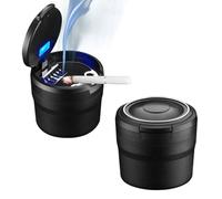 YXWYXWA Cendrier de Voiture, cendrier de Voiture de Voyage Portable, cendrier de Voiture Amovible Facile à Nettoyer avec lumière LED avec Couvercle Rabattable, cendrier Auto-extinguible pour Voitures