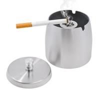 YXWYXWA Cendrier en Acier Inoxydable avec Couvercle, Plateau de Table, cendrier de Table, pour fêtes, barbecues ou Tout Simplement pour Un Usage Quotidien, Argent