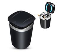 YXWYXWA Cendrier en Acier Inoxydable avec lumière LED Couvercle, Anti-Odeur, Facile à Nettoyer, Portable pour la Maison, Le Bureau, Le Camping en Plein air