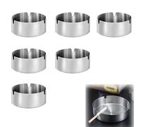 YXWYXWA Cendrier en Acier Inoxydable, Lot de 6 cendriers pour l'extérieur, cendrier de Table Rond de 8 cm, cendrier Portable pour Balcon, Maison, Bureau, intérieur, extérieur - Argent