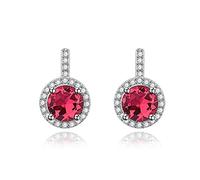 YXWYXWA Charm Earrings for Women Silver Jewelry with Ruby Zircon Gemstones Drop Wedding Engagement Party Accessories