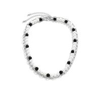 YXWYXWA Collier de chaîne de Perle Argent, Alliage de Double Couche à chaîne avec Fermoir à Griffe de Homard