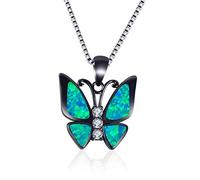 YXWYXWA Colliers Femelles Big Butterfly Colliers Blanc Blue Fire Opale Collier Vintage Black Gold Mariage Colliers pour Les Femmes