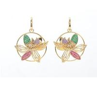 YXWYXWA Elegant Classic Color Artificial Diamond Magnolia Flower Earrings Diamond Hollow Ring Earrings Good for Shopping, Parties and Travel Fashion/Yellow