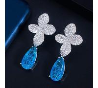 YXWYXWA Elegant Water Drop Broken Ice Cubic Zirconia Stone Rose Color Long Dangle Earrings for Women Party