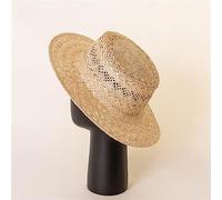 YXWYXWA Fashion Casual Hand Knitting Pattern Hollow Sisal Flat Top Hat Outdoor Shopping Sun Protection Sun Hat