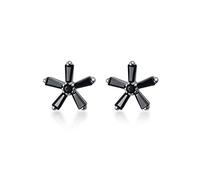 YXWYXWA Fashion Earrings Small Black Cubic Zirconia Flower Earrings 925 Silver Ladies Fashion Elegant Party Banquet Earrings Jewelry Dainty Earrings