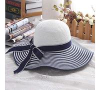 YXWYXWA Fashion Hepburn Wind Black White Striped Bowknot Summer Sun Hat Beautiful Women Straw Beach Hat Large Brimmed Hat
