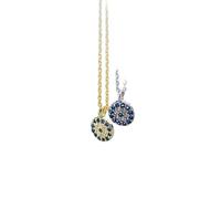 YXWYXWA Fashion Round Geometric Blue Evil Eyes Pendant Collier pour Femmes Véritable 925 Sterling Silver Office Party Bijoux