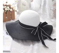 YXWYXWA Fashion Wind Black White Striped Bowknot Summer Sun Hat Beautiful Women Beach Hat Large Brimmed Hat