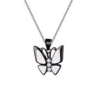 YXWYXWA Femme Big Butterfly Pendants Blanc Blue Fire Opal Collier Vintage Black Gold Wedding Colliers pour Femmes