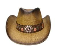 YXWYXWA Fleurs Broderie Chapeaux de Soleil pour Femmes Western Cowboy Cap Cowgirl Elegant Vintage Sombrero Caps Summer Beach Hat